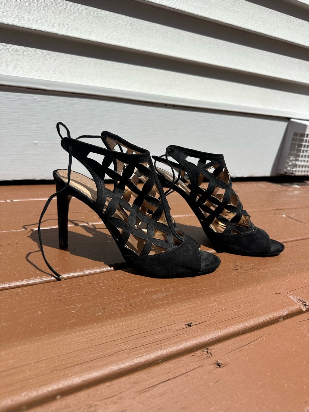 BCBG Black Strappy High-Heel Sandals